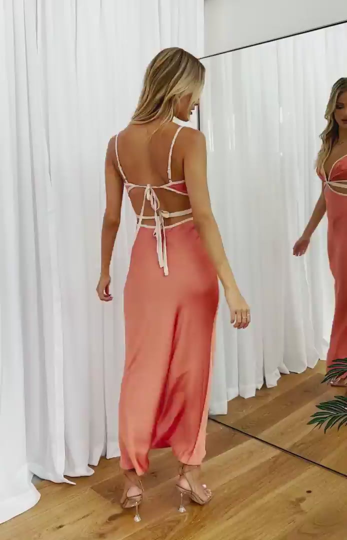 A Women in Fayola Peach Maxi Dress - Shop from Cult Crush - South Africa's premier online dress rental platformupdated#gid://shopify/Video/22676437598278#video_id