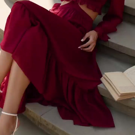 Chiara Burgundy Midi Dress - Dress For Rent Near Meupdated#gid://shopify/Video/22676363771974#video_id