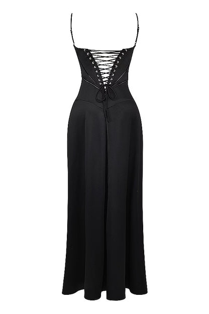 Sonnet Black Lace Up Maxi Dress