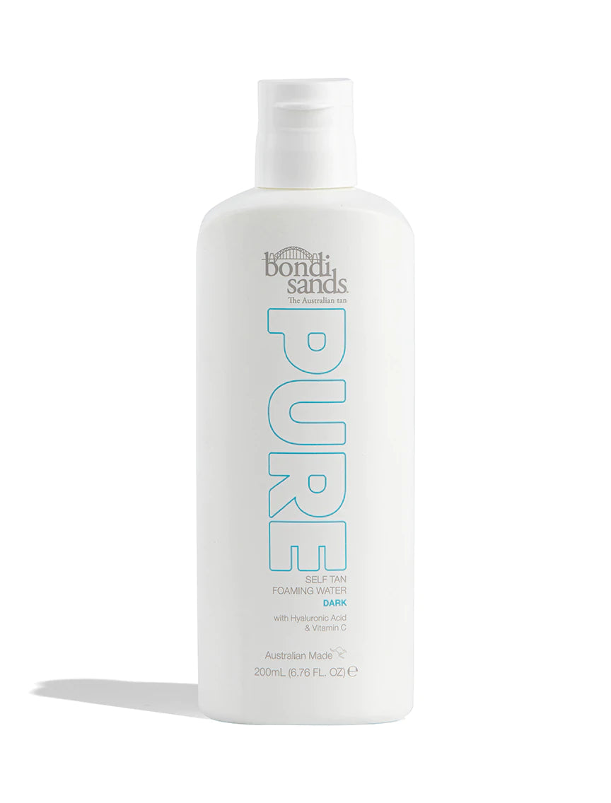 A bottle of Bondi Sands self-tan body lotion on a white background.